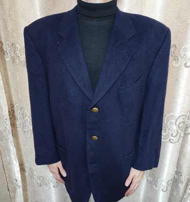 Vintage Walbusch 100% cashmere classic gold button navy jacket blazer 48R 48S