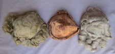 3 Vintage 1950's Synthetic Doll Wigs for Hard Plastic Dolls Red,Ash Blond,Blond