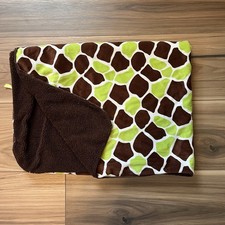 BananaFish Green Brown Giraffe Lovey Plush Velour Sherpa Crib baby Blanket