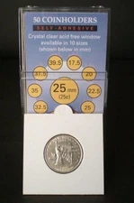 25 mm Self Adhesive Coin Flips Supersafe 2x2 50 Holders US Quarters Free Post