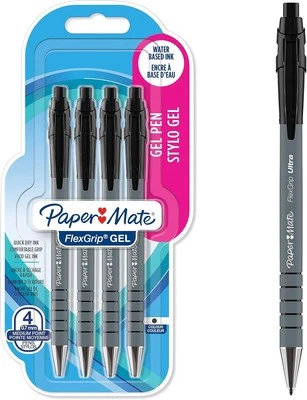 U200EPAPER MATE Paper Mate FlexGrip Gel Pens | Medium Point (0.7 mm) | Black Ink | 4 Count