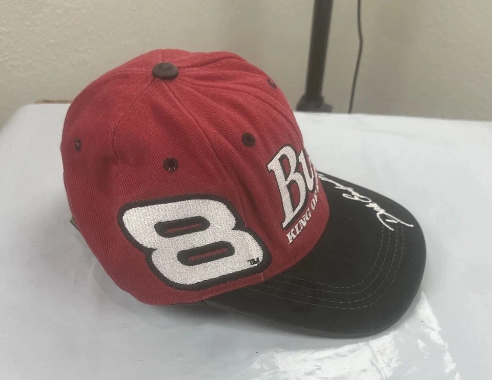 De colección Años 90 Nascar Racing Dale Earndthart Jr. Budweiser Cuero Correa Gorra Sombrero Foto 2 de 4
