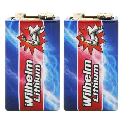 2 Wilhelm Lithium 9V Block Batterie Rauchmelder 6LR61 9 Volt Batterien 10 Jahre