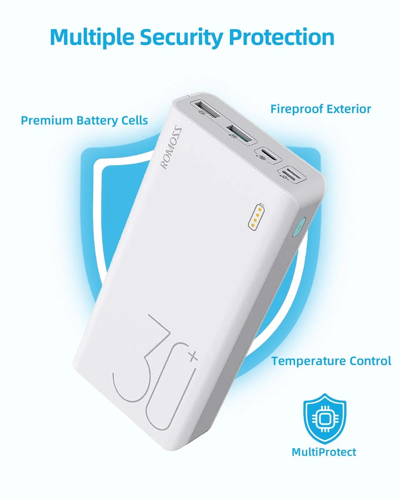 30,000mAh USB-C Power Bank with 3 Outputs & Inputs for Fast Charging 30,000mAh USB-C Power Bank with 3 Outputs & Inputs for Fast Charging