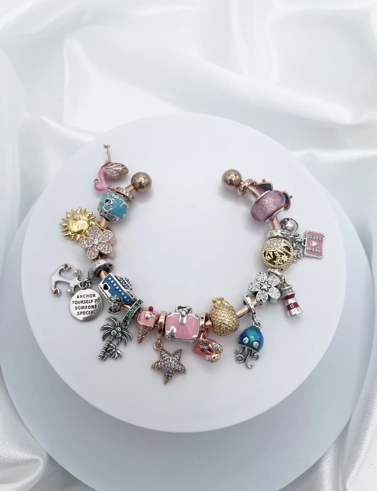 Linx Rose Gold Open Bangle with Cruise Themed Charms - Image 2 of 4