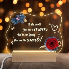Miofula Mom Birthday Gifts, Night Light with Preserved Real Rose Gifts for Mo...
