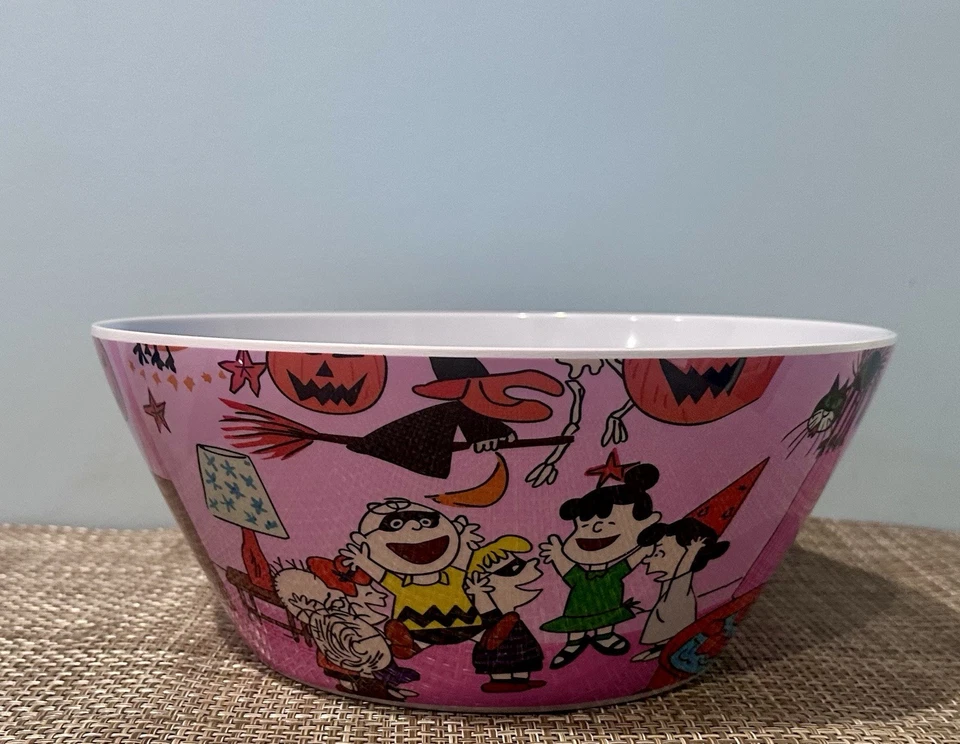 VIRAL SNOOPY / PEANUTS GREAT PUMPKIN PINK PARTY SCENE! BOWL PLATTER CUPS PLATES  - Image 4 of 4