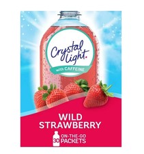 Crystal Light Wild Strawberry Sugar Free Drink Mix Singles with Caffeine, 30 ct