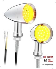 Motorcycle Turn Signals Led 24 LEDs, SMD Mini Size Blinkers with Chrome/Yellow