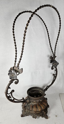 Antique Victorian Brides Basket Bronze Silverplate Holder By WMF Silver No Glass - Picture 3 of 12