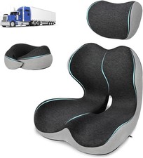 Truck Driver Seat Cushion Set Dark Gray Memory Foam Lower Back  Sciatica Pain