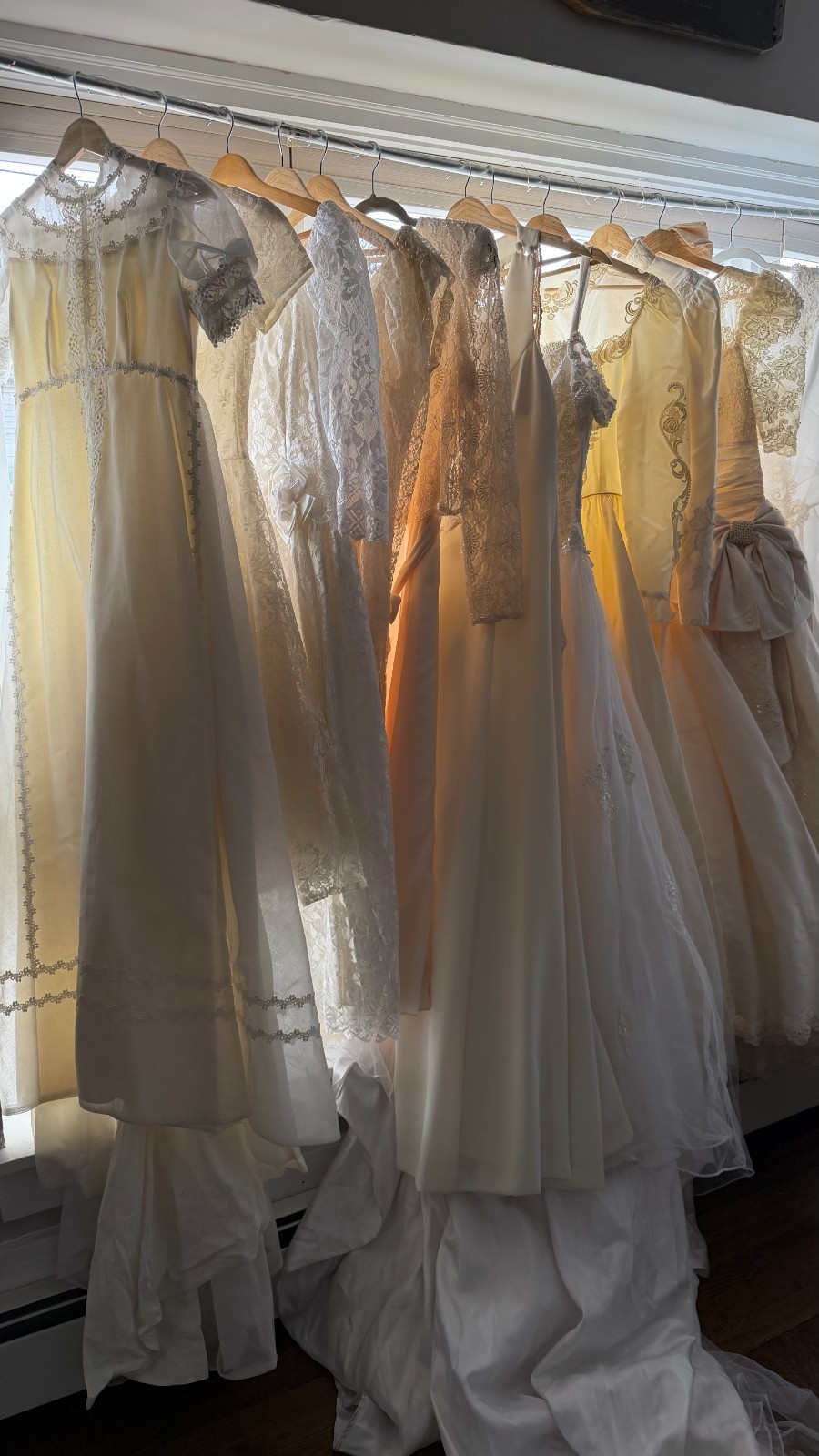 Lot of 11 Vintage Wedding/Bridal Dresses - Mixed Eras, Sizes & Styles, Grade A/B