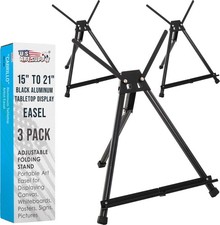 3 Pack 15" to 21" Adjustable Aluminum Tabletop Display Easel, Tripod Stand, Arms