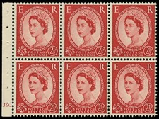 GB 1955  SG544bl Booklet pane - Cylinder J9. (Dot)
