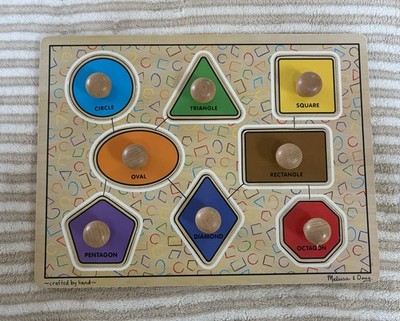Melissa & Doug Deluxe Jumbo Knob Wood Puzzle Geometric Shapes