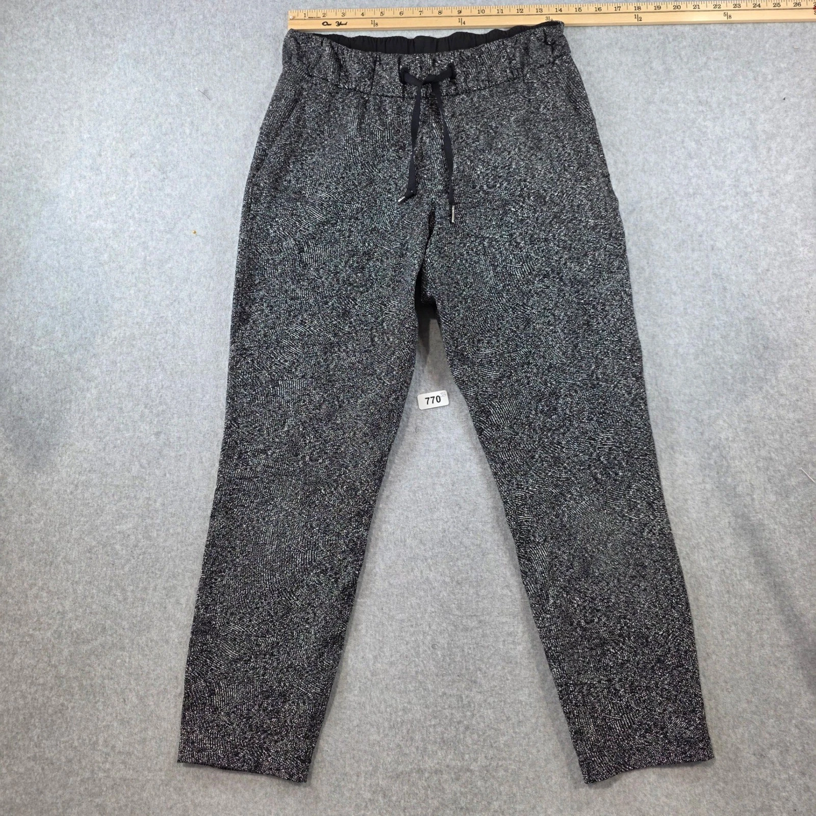 Lululemon Jogger Pants Black White Speckled Drawstring Tapered Trousers