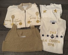 Lote De Artículos De Colección La Costa Spa - Ropa De Resort De Tenis, Dorado + Azul Marino, Hecho En EE. UU.