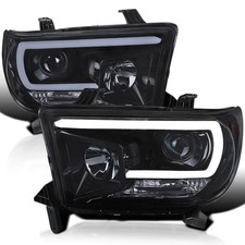 Led Light Bar Glossy Black Housing Smoke Lens Projector Headlights Compatible