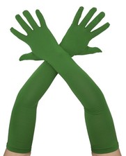 Unisex Adult 22" Super Long Elbow Stretchable Spandex Opera Gloves Army Green