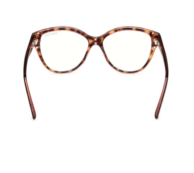 Tom Ford FT5954-B 056 Light Havana/Blue Block Lenses Cat-Eye  display picture 2