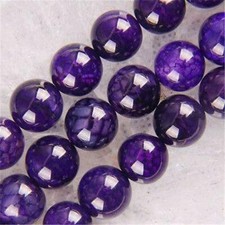 NEW  6/8/10mm Purple Dragon Veins Agate Round Loose Beads 15"AAA HK1004