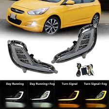 LED Fog Lights Bumper Lamps with DRL+Wiring For 2012-2017 Hyundai Accent