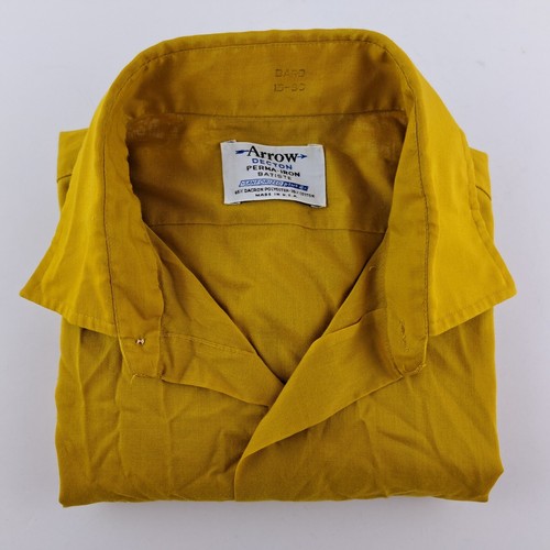Vtg Arrow Decton Shirt Mens 15 Yellow Perma-Iron Batiste Button Up S/S USA 60's - Picture 12 of 12