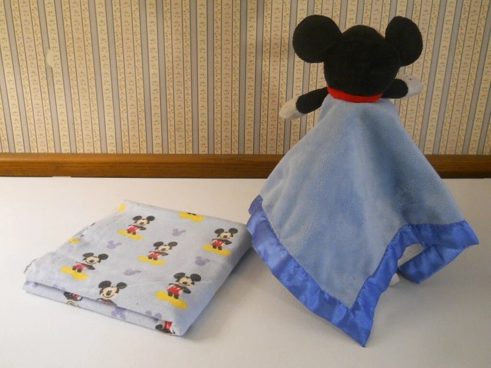 Disney Baby Mickey Mouse receiving blanket & security blanket Lot of 2      AAU - Image 2 of 4