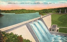 Vintage Postcard 1930's Norris Dam Storage Project On Clinch River Knoxville TN