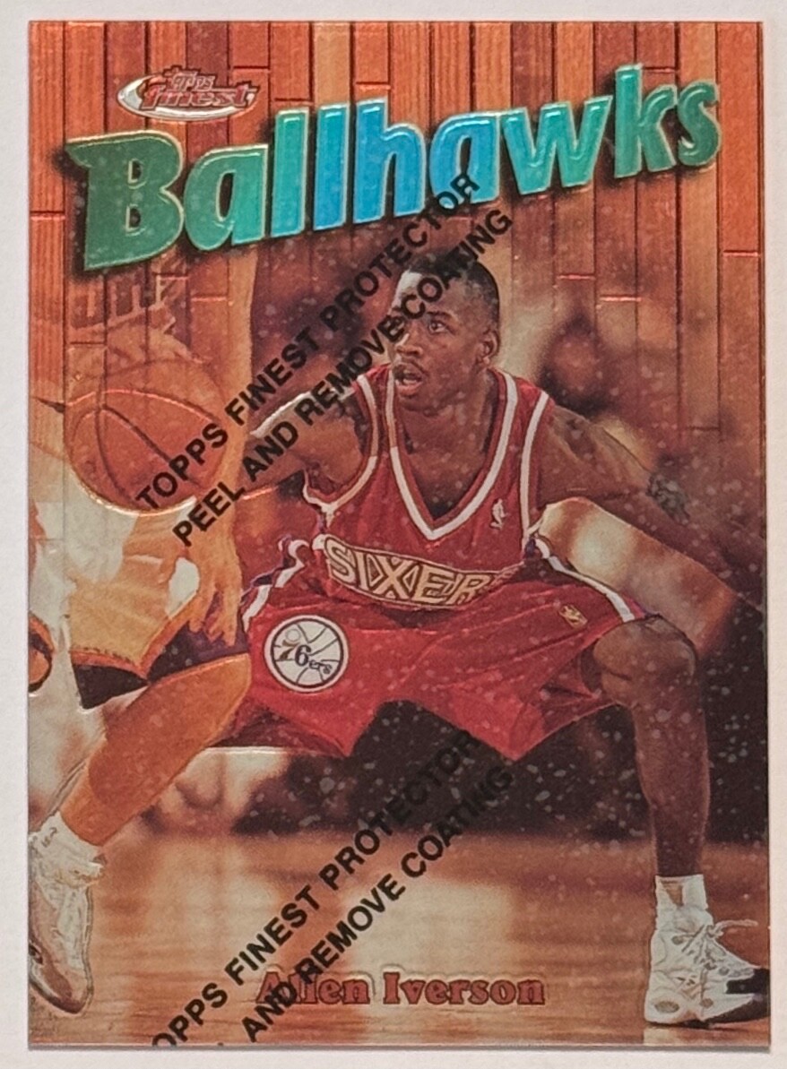 ALLEN IVERSON 1997 Topps Finest Ballhawks #57 w/coating  PHILADELPHIA 76ERS