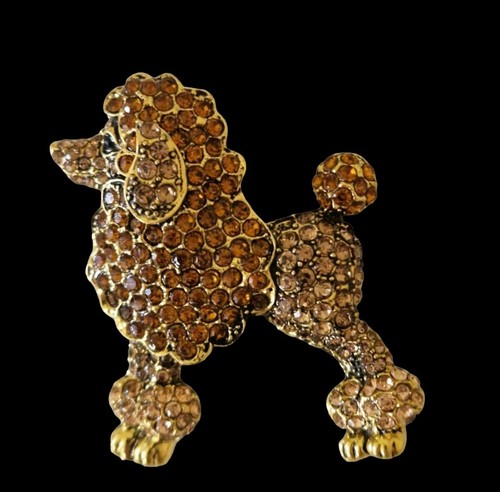 Broche caniche de cristal con estrás dorado para perro ~ estilo Art Deco - Imagen 7 de 8