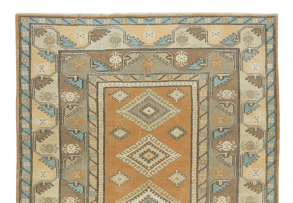 6.7x9.4 Ft Modern Handmade Turkish Milas Rug, 100% Wool and Natural Dyes - Image 4 of 4