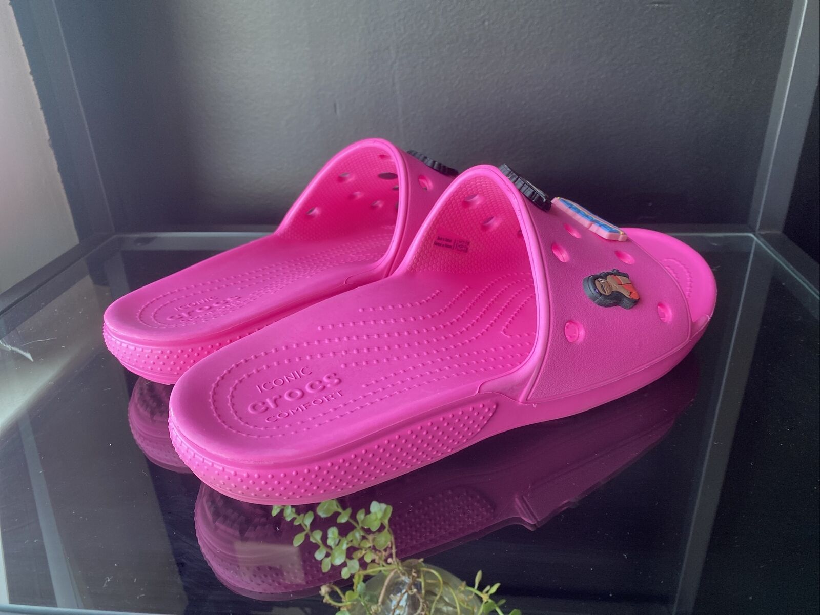 hot pink Crocs sandals slides size 11 - image 6