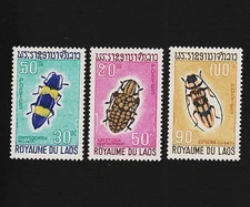 1968 Laos Insects Set Sc#171-173 Mint Never Hinged OG VF 14954