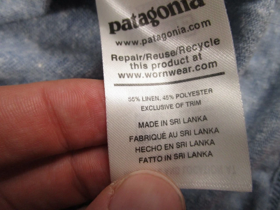 Regata Patagonia Feminina Pequena Azul Roupa Ativa Ao Ar Livre Casual Mistura de Linho - Imagem 4 de 4