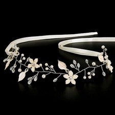Bridal Pearl Flower Headpiece Headband Flower Girl Hair Accessory Wedding