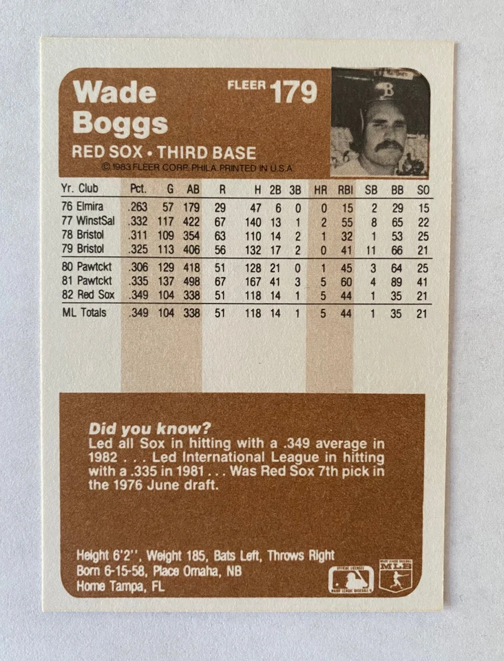 Boston Red Sox 1981-83 Fleer Base Team Sets (Lote de 3 juegos con Boggs RC, 6 HOFers) Foto 3 de 3