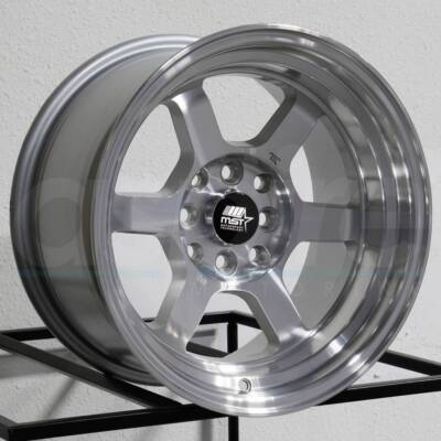 One 15x8 MST Time Attack 4x100/4x114.3 0 Silver Machined Wheel Rim 73.1