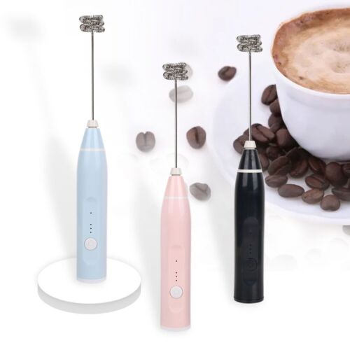 Electric Milk Coffee Frother USB Whisk Egg Beater Handheld Drink Frappe Mixer - Foto 1 di 33