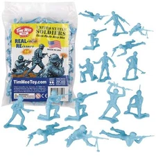 TimMee Processed Plastic Army Men 48pc LIGHT BLUE Tim Mee Toy Soldier Figures US