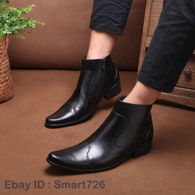 Winter Men's Leather Ankle Boots Business Dress Shoes Two Joint