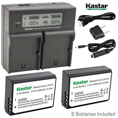 LP-E10 Battery& LCD Dual Charger for Canon EOS Rebel T3 T5 T6,Kiss X5, Kiss X70