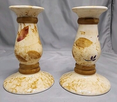 Autumn Fall Candlestick Holders Leaves Ceramic Asia Master Group 