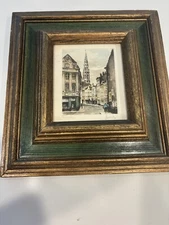 Vintage Brussels Hand Colored Etching By Roger Hebbelinck Belin. Signed, Framed.