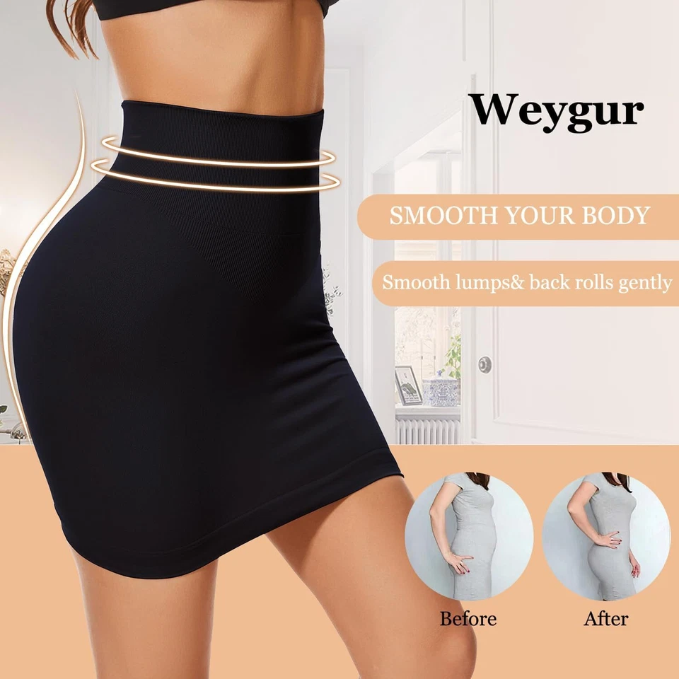Womens High Waist Tummy Control Half Slip Skirt Tummy Control Dress Body Shaper - Image 4 of 4