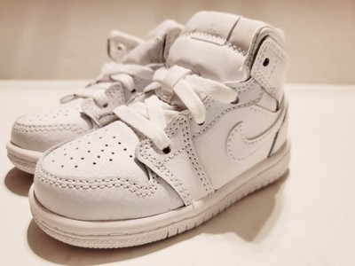 Nike Air Jordan 1 Mid BT Toddler Triple White 640735-126 Size 6C Brand New!!! 193152251397 | eBay