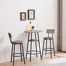 3 Piece Pub Dining Set, Round Bistro Table with Chairs, Small Bar Table Set