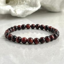 Natural 8mm Red Tiger's Eye Stone Stretch Bracelet for Protection Strength