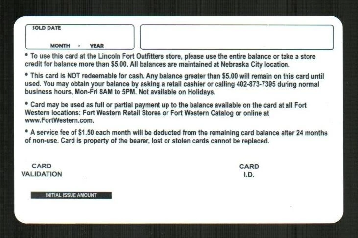FORT WESTERN Discover Our New West ( 2004 ) Sample Gift Card ( $0 ) - Image 2 of 2