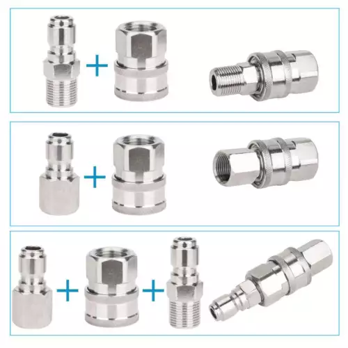 4Pcs NPT 3/8 Inch Pressure Washer Adapter Stainless Steel Quick Connect Fitting - Bild 7 von 11